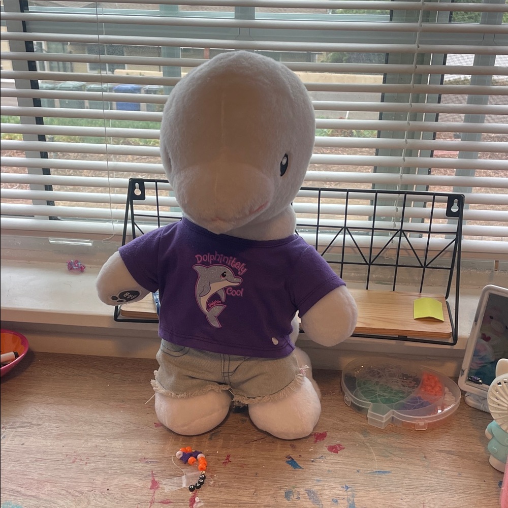 Build-A-Bear Dolphin Plush with Purple Shirt